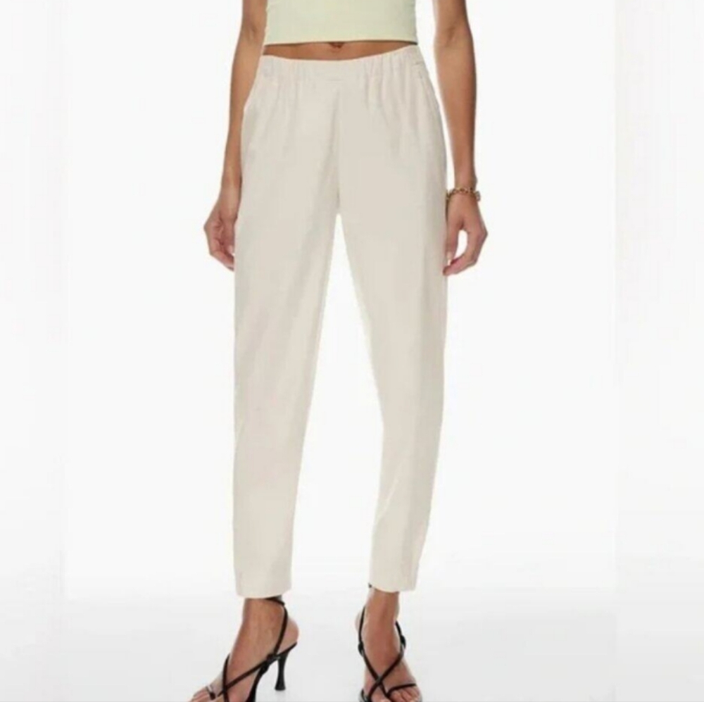 Aritzia Babaton Dexter Linen Blend Pull On Pants Plus Size Coastal Neutral